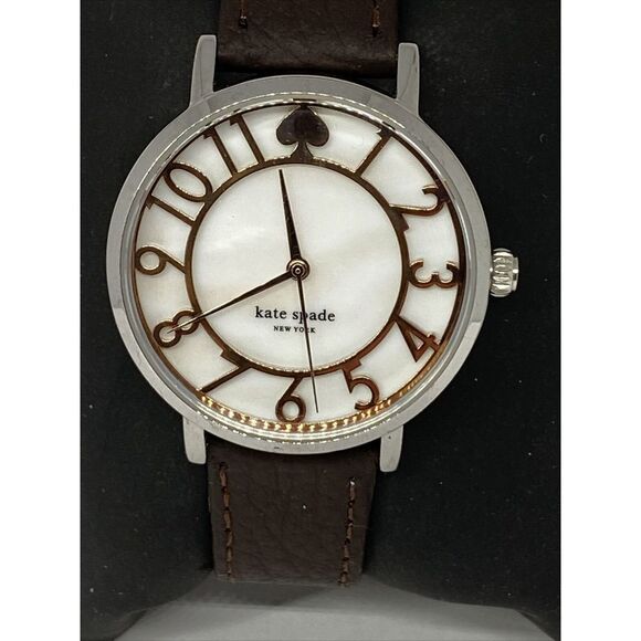 Kate Spade New York 0782 Women Brown Leather White Analog Dial Wrist Watch XX611 - Picture 2 of 12